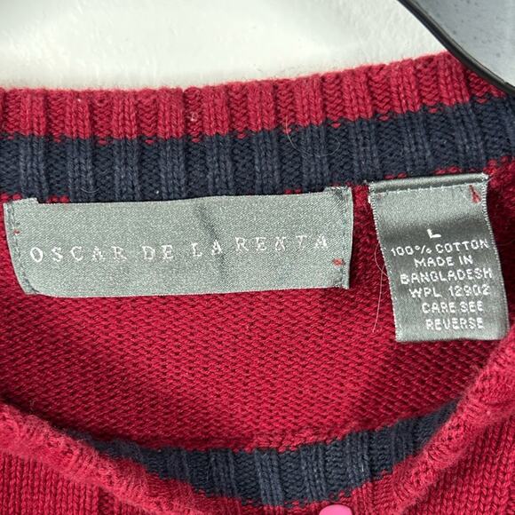 Oscar de la Renta Cable Knit Crew Neck Burgundy Wine Pullover Sweater size Large - Picture 6 of 10